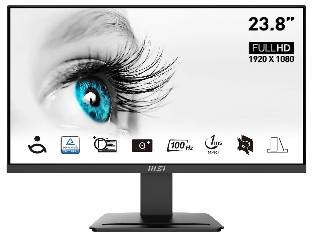 MSI 23.8 PRO MP2412 Kurumsal Monitör, Flat, FHD, VA, 100Hz, Anti-Glare, Siyah